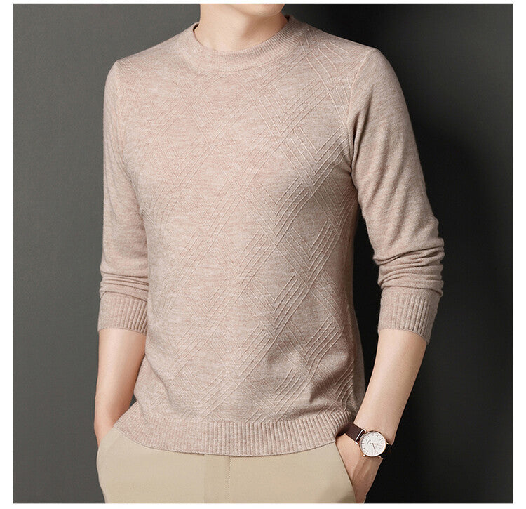 Herren edler Rundhalspullover mit strukturiertem Design Aliams