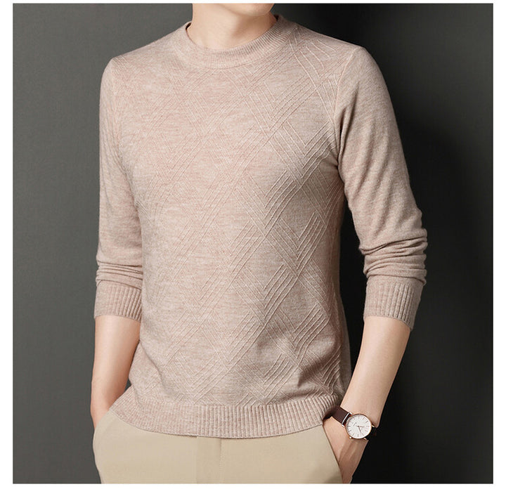 Herren edler Rundhalspullover mit strukturiertem Design Aliams