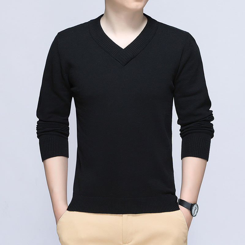 Herren eleganter Pullover mit V-Ausschnitt und feiner Strickstruktur Aliams