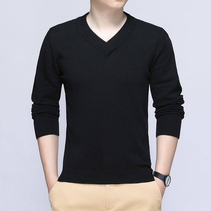 Herren eleganter Pullover mit V-Ausschnitt und feiner Strickstruktur Aliams