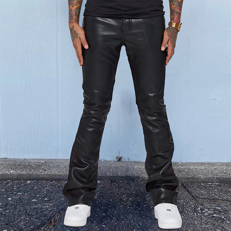 Herren elegante Skinny-Lederhose mit hochglänzender Oberfläche und figurbetontem Schnitt Aliams