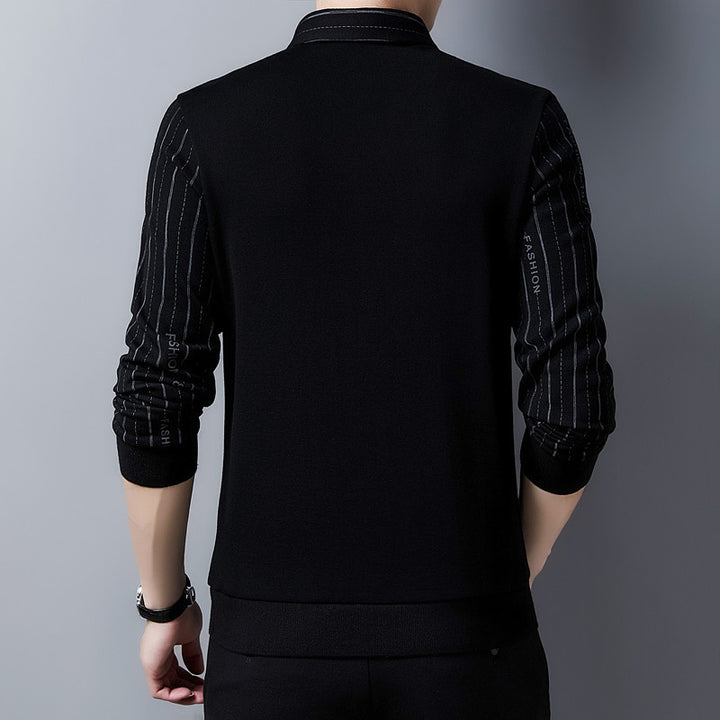 Herren eleganter Strickpullover mit hochwertiger Struktur und modischem Stehkragen Aliams