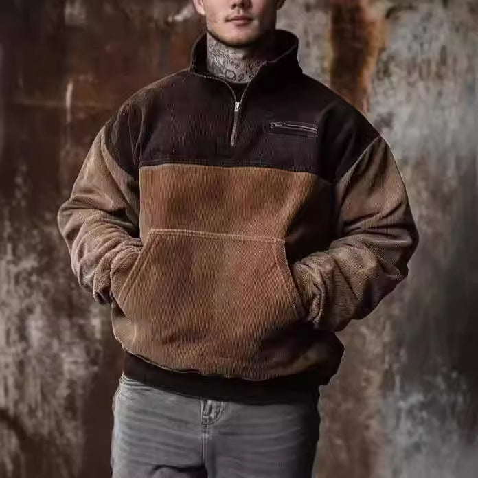 Herren Stepppullover mit hochwertigem Kragen und praktischer Tasche Aliams