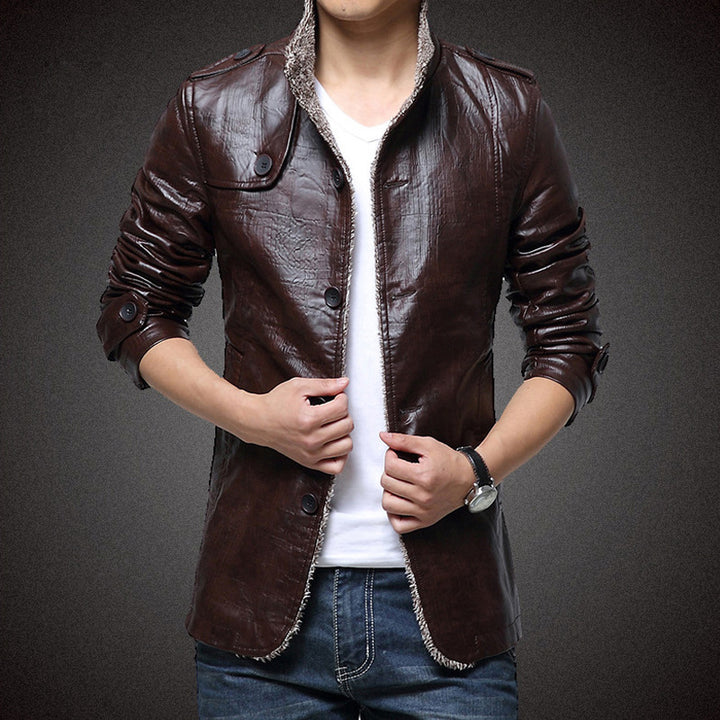 Herren Kunstlederjacke mit warmem Innenfutter Aliams