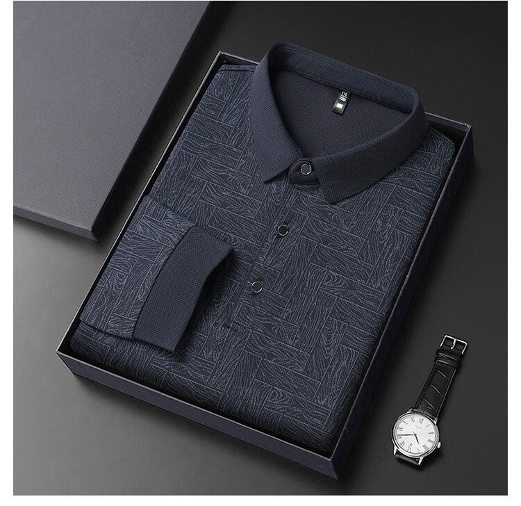 Herren elegante Langarmbluse mit strukturiertem Design Aliams