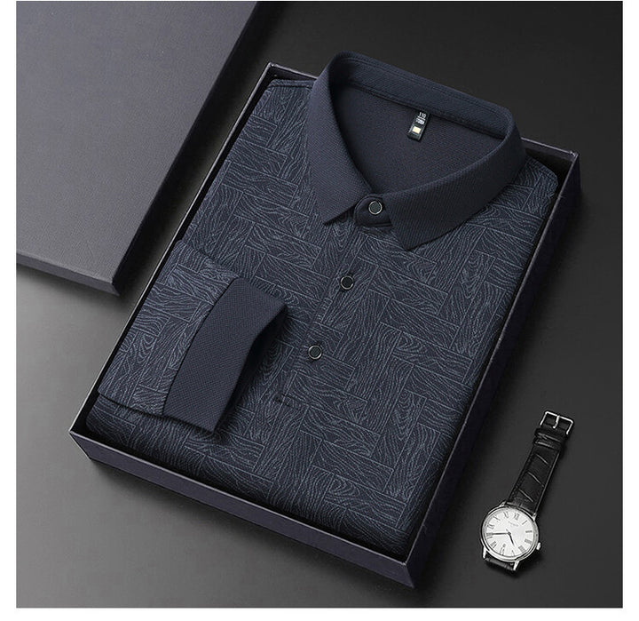 Herren elegante Langarmbluse mit strukturiertem Design Aliams