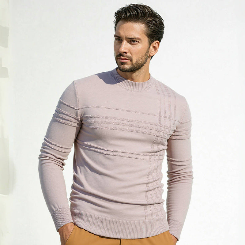 Herren Pullover mit modernem Strukturdesign und hohem Kragen Aliams