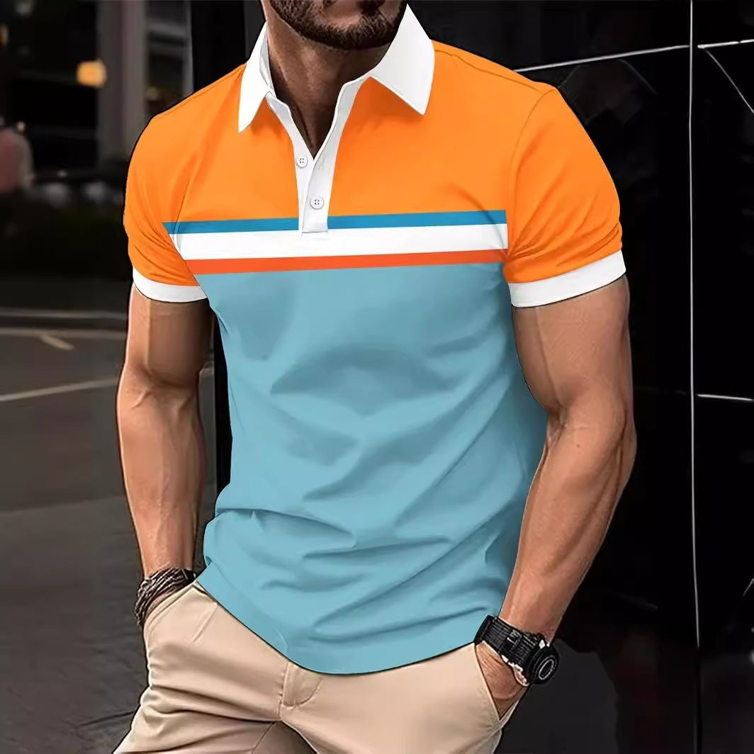 Herren Polohemd mit modernem gestreiften Design und hochwertigem Baumwollmaterial Aliams