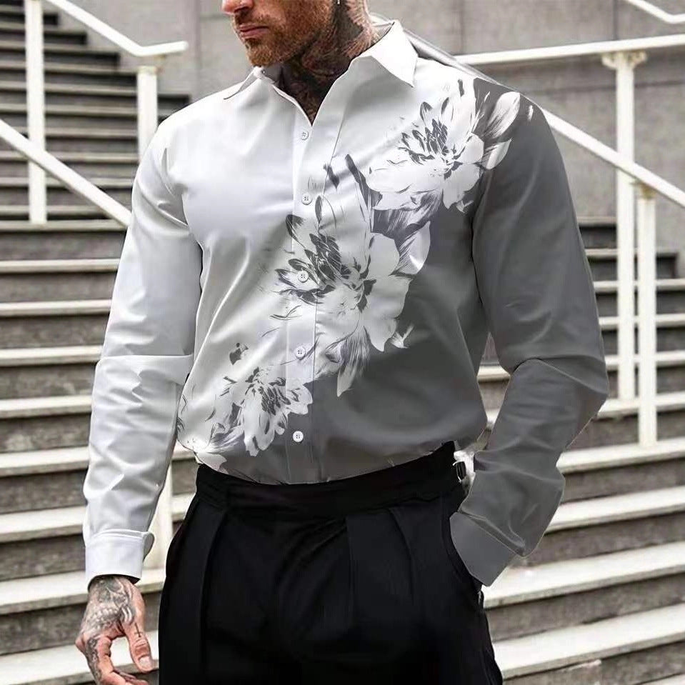 Herren Bluse mit floralem Design Aliams