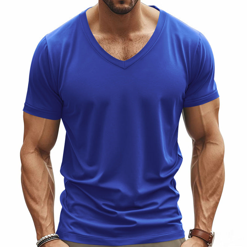 Herren V-Ausschnitt T-Shirt aus atmungsaktivem Baumwollmix mit modernem Schnitt Aliams