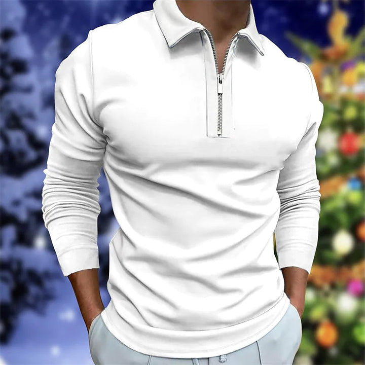 Herren Langarm-Polo mit Reißverschluss Aliams