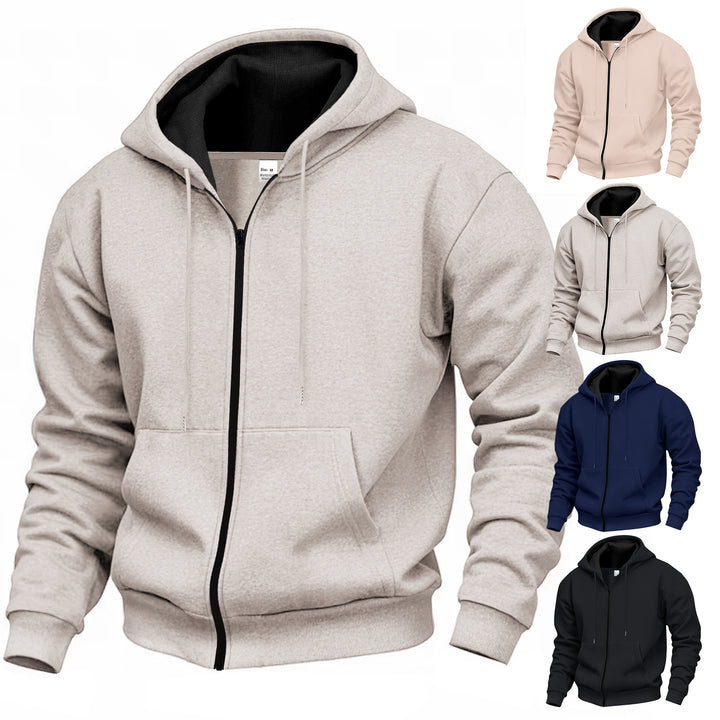 Herren Premium Kapuzenjacke mit durchgehendem Reißverschluss und weichem Fleece-Futter Aliams
