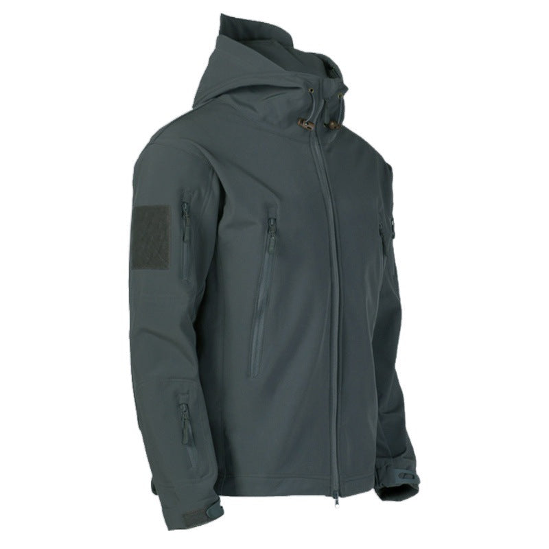 Herren technische Softshell-Jacke mit multifunktionalen Taschen und verstellbarem Kapuzensystem Aliams