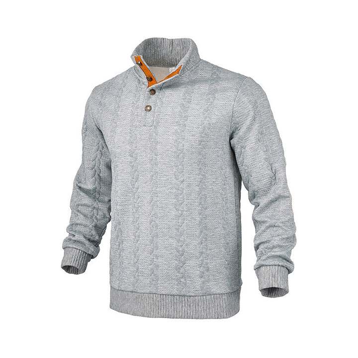 Herren Strickpullover mit strukturiertem Kabelmuster und kurzen Knopfdetails Aliams