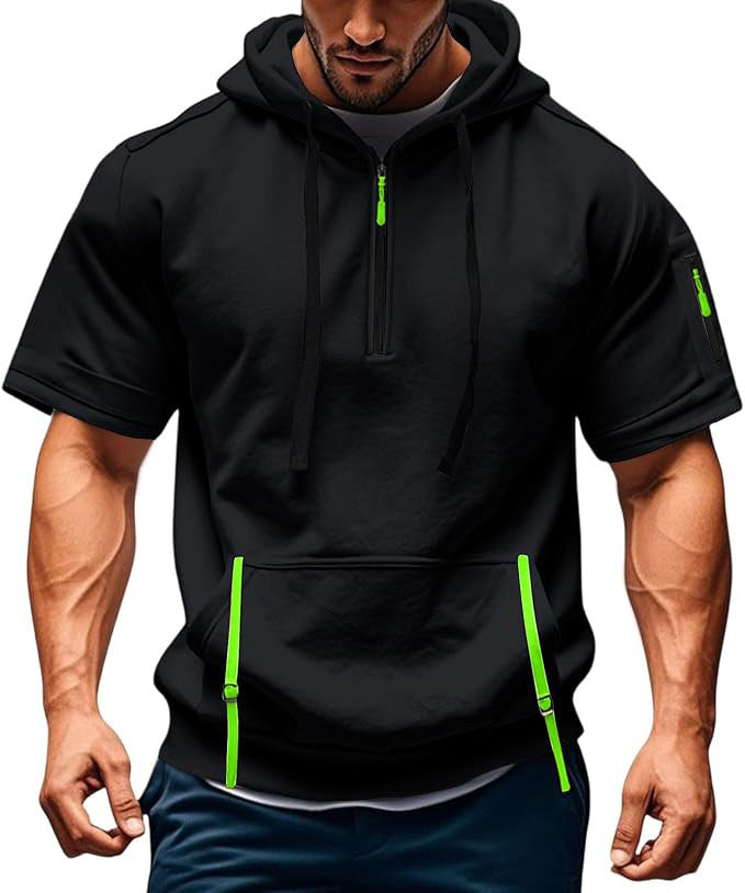 Herren Kurzarm-Hoodie mit praktischem Reißverschluss Aliams