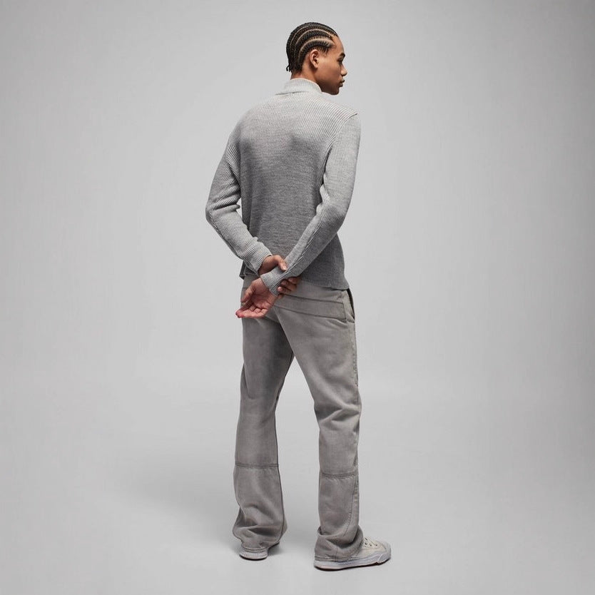 Herren raffinierter Strickpullover mit hohem Kragen und kurzer Reißverschluss Aliams