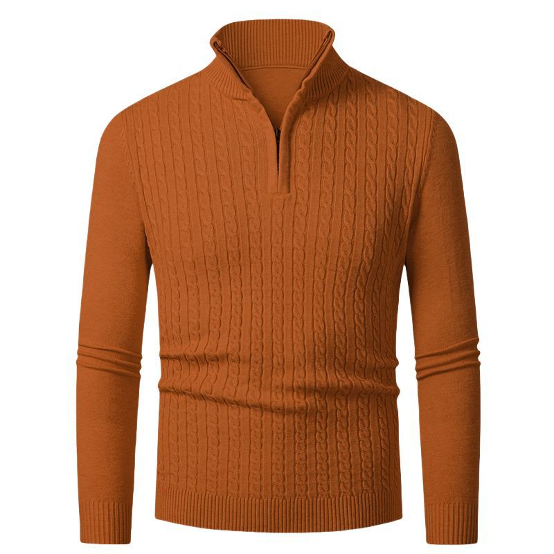 Herren Strickpullover mit modischem Zopfmuster und hochgeschlossenem Kragen Aliams