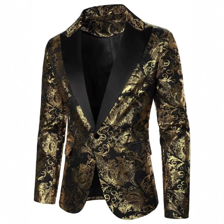 Herren Eleganter Paillettenblazer mit floralem Muster und satinierter Oberfläche Aliams