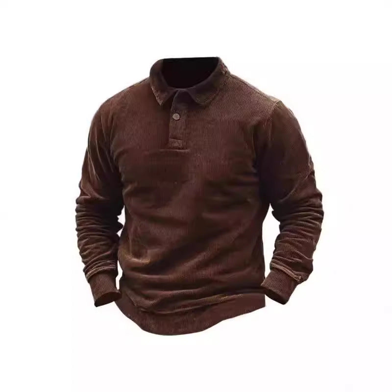 Herren Cord-Polohemd mit Knopfleiste und klassischem Kragen Aliams