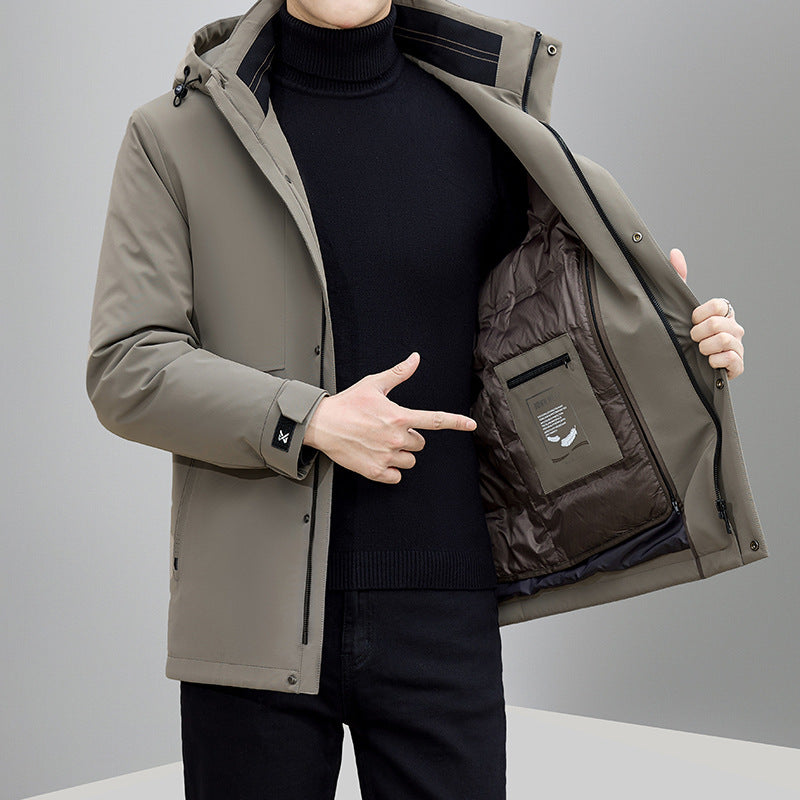 Herren isolierte Winterjacke mit verstellbarem Kapuzenkragen und praktischen Taschen Aliams