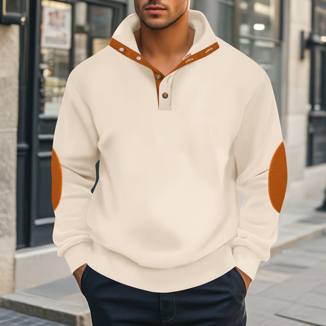 Herren Henley-Pullover mit strukturiertem Design und Kontrastakzenten Aliams