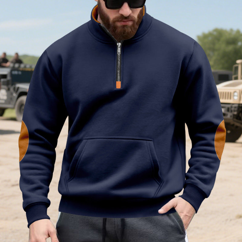 Herren Hoodie mit modischem Stehkragen und Kontrastdetails Aliams