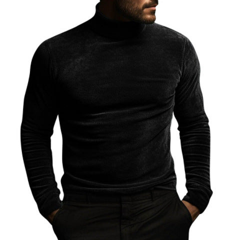 Herren eleganter Rollkragenpullover aus Samt Aliams