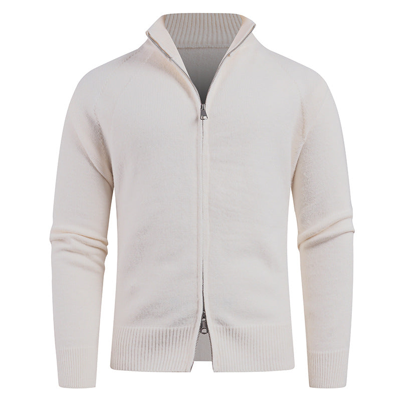 Herren hochwertige Strickjacke mit modernem Reißverschluss und hochgezogenem Kragen Aliams