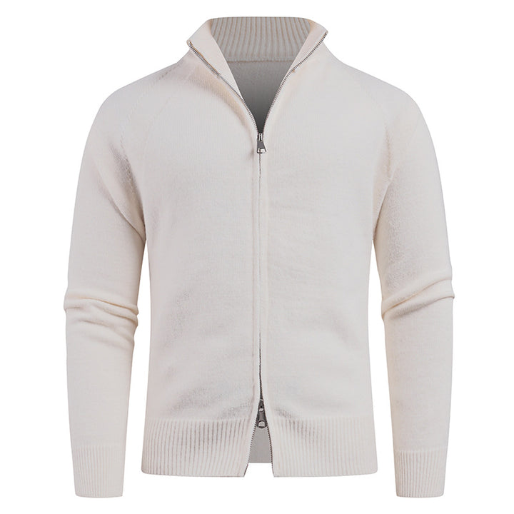 Herren hochwertige Strickjacke mit modernem Reißverschluss und hochgezogenem Kragen Aliams