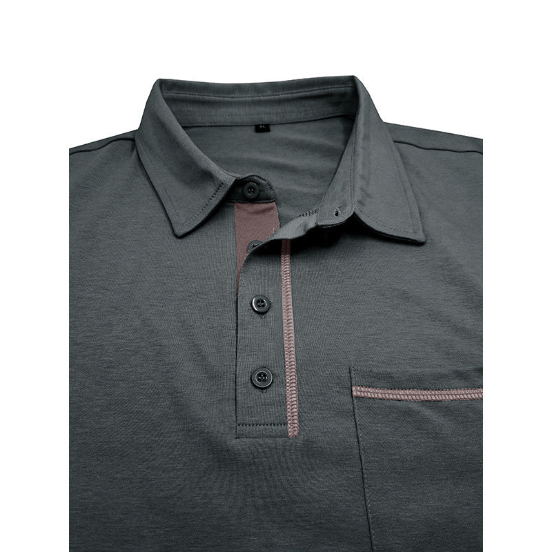 Herren Kurzarm-Hemd mit modischem Henley-Ausschnitt und Brusttasche Aliams