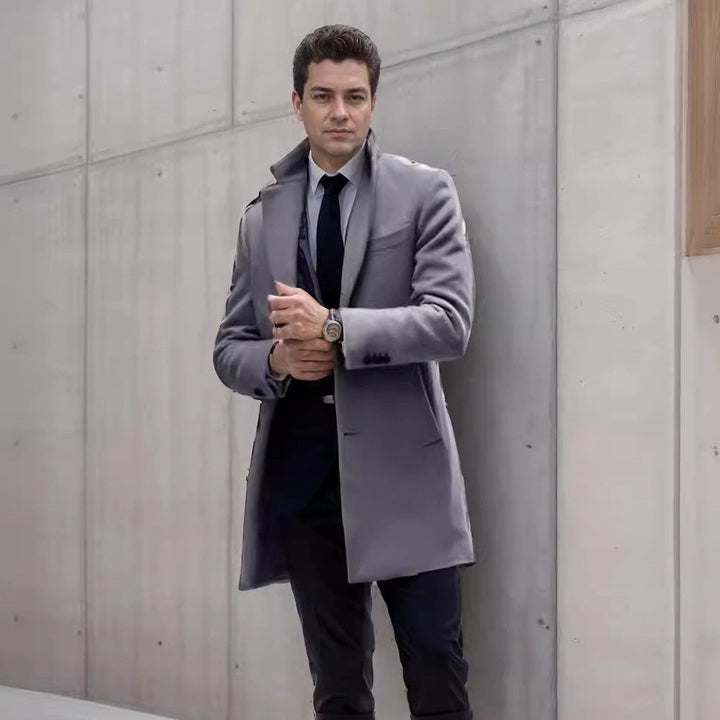 Herren eleganter Chesterfield-Mantel aus hochwertiger Wolle Aliams