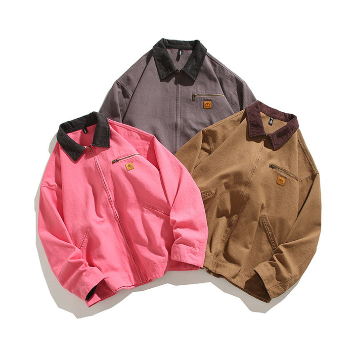 Herren robuste Freizeitjacke mit hohem Kragen und praktischen Taschen Aliams