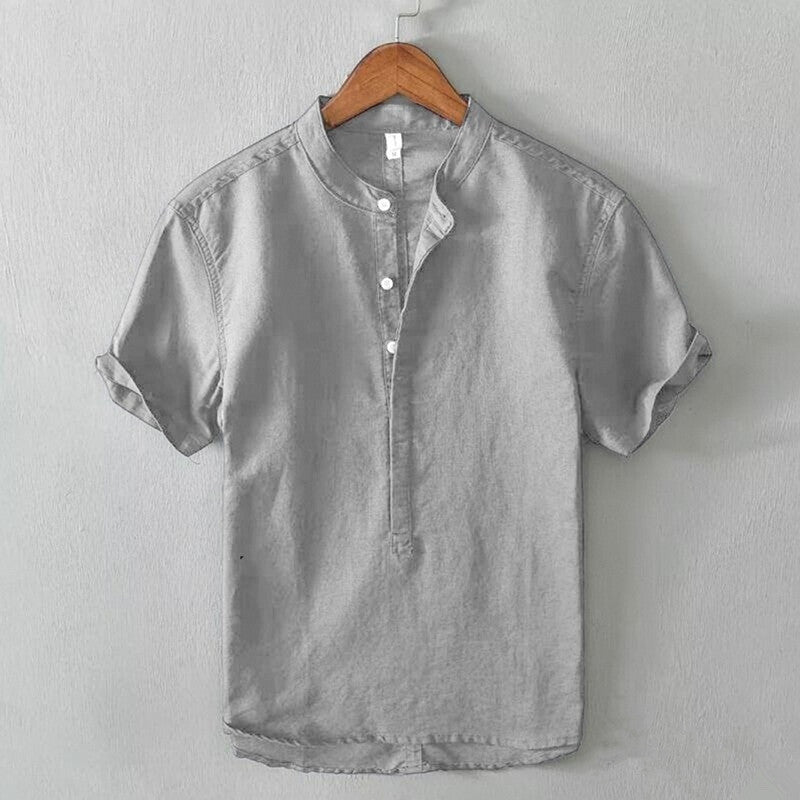 Herren Kurzarm-Hemd mit Stehkragen Aliams