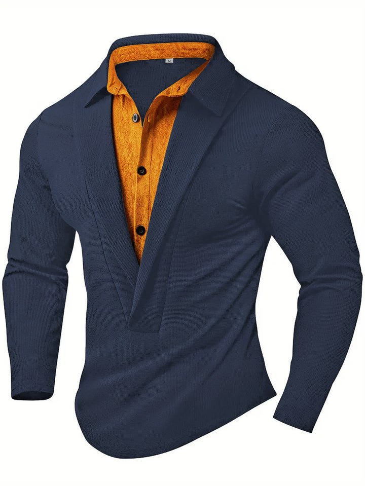 Herren Elegantes Langarmhemd mit modernem Kragen und texturiertem Design Aliams