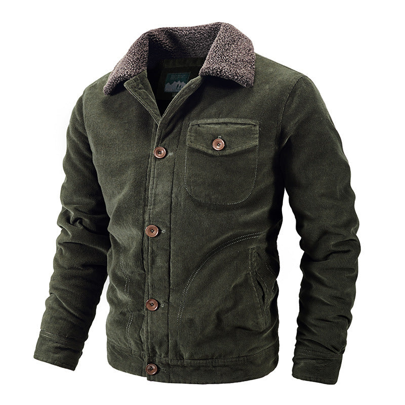 Herren Cordjacke mit kuscheligem Kragen und praktischen Taschen Aliams