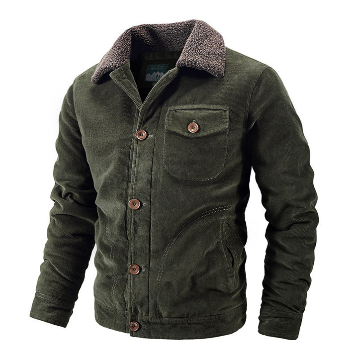 Herren Cordjacke mit kuscheligem Kragen und praktischen Taschen Aliams