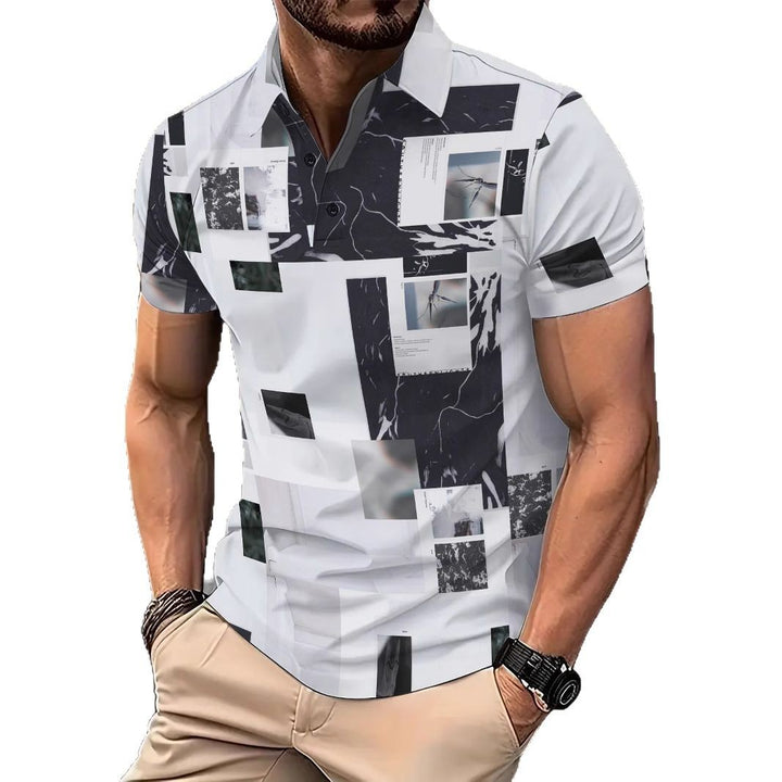 Herren Kurzarm Polohemd mit kreativem Fotomuster Aliams