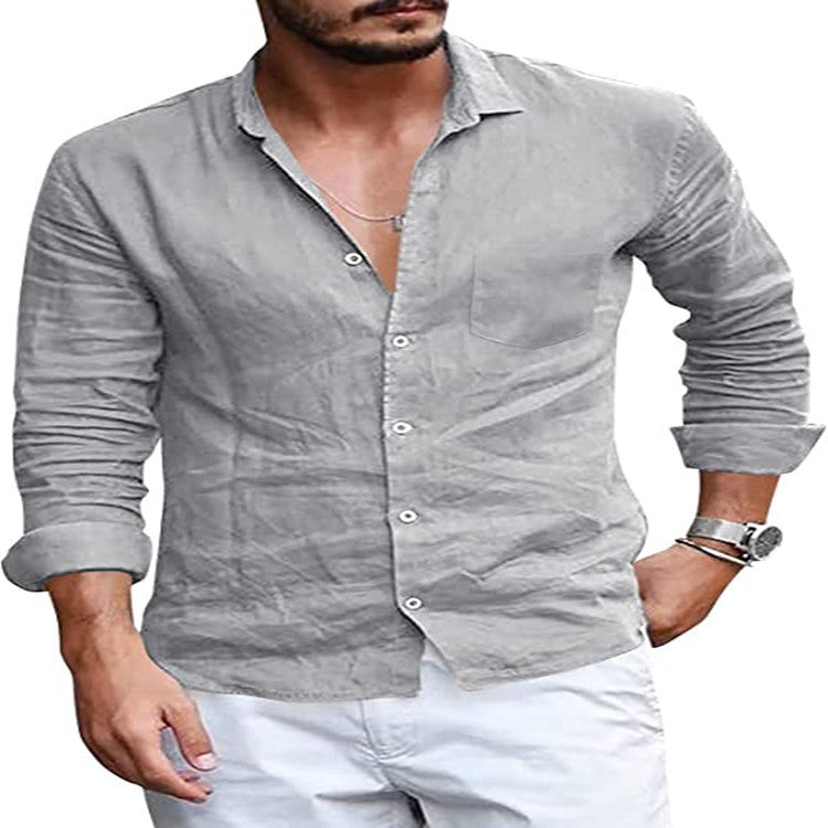 Herren Hemd aus hochwertigem Leinen mit schickem Kragen und lässigem Schnitt Aliams