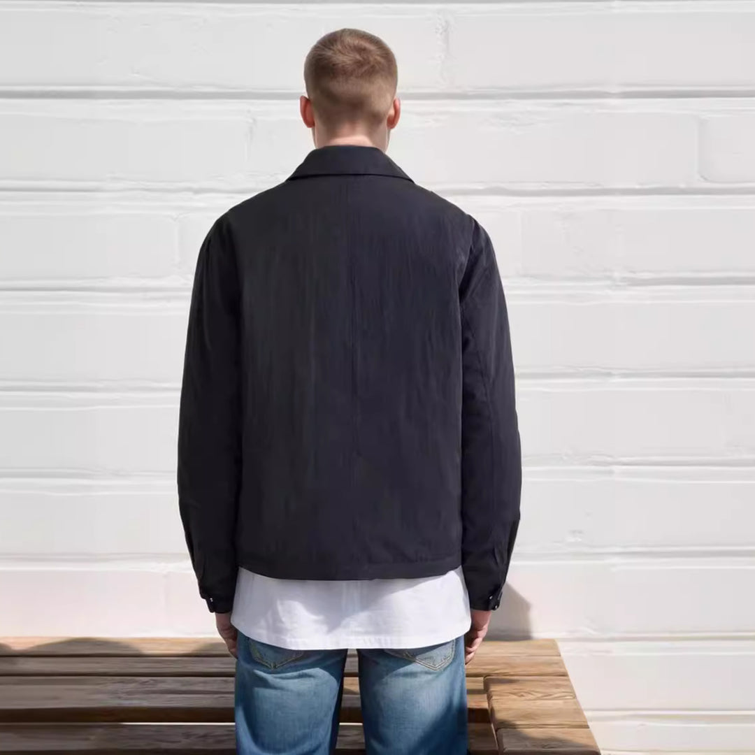 Herren urbane Utility-Jacke mit praktischen Taschen und hohem Kragen Aliams