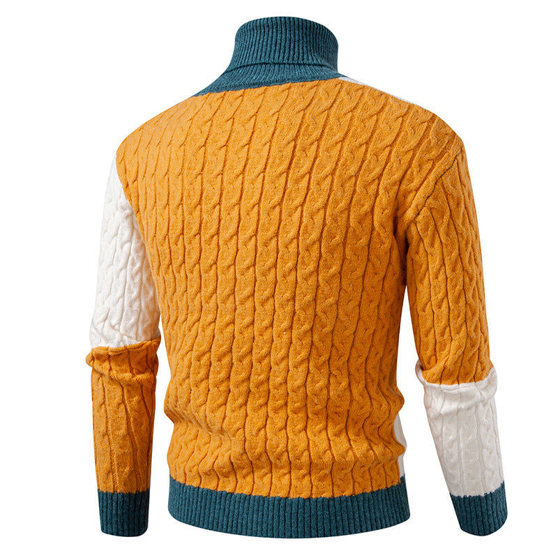 Herren hochwertiger Strickpullover mit modernem Farbblockdesign Aliams