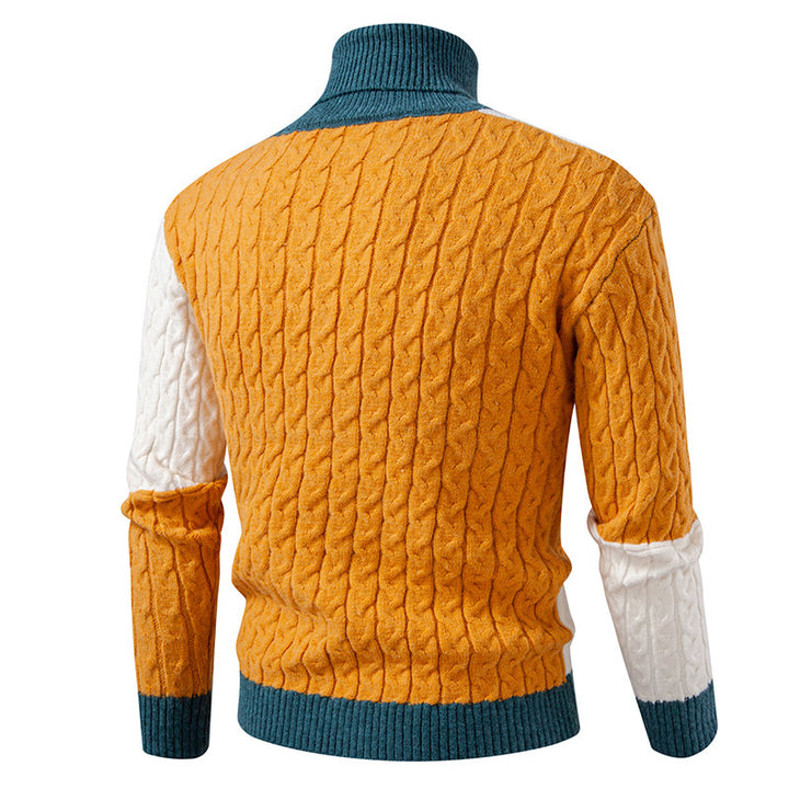 Herren hochwertiger Strickpullover mit modernem Farbblockdesign Aliams