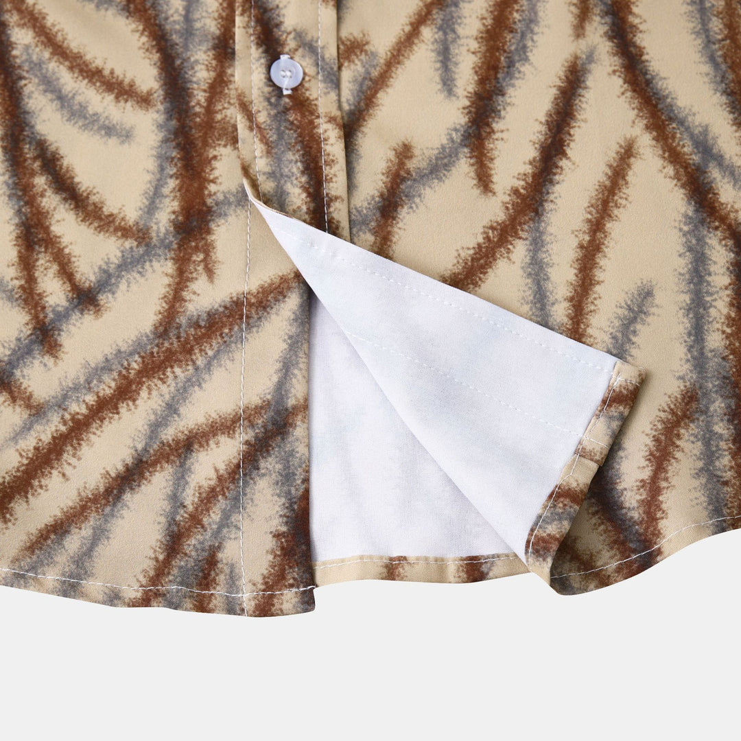 Herren Kurzarmhemd mit botanischem Muster und feiner Baumwollqualität Aliams