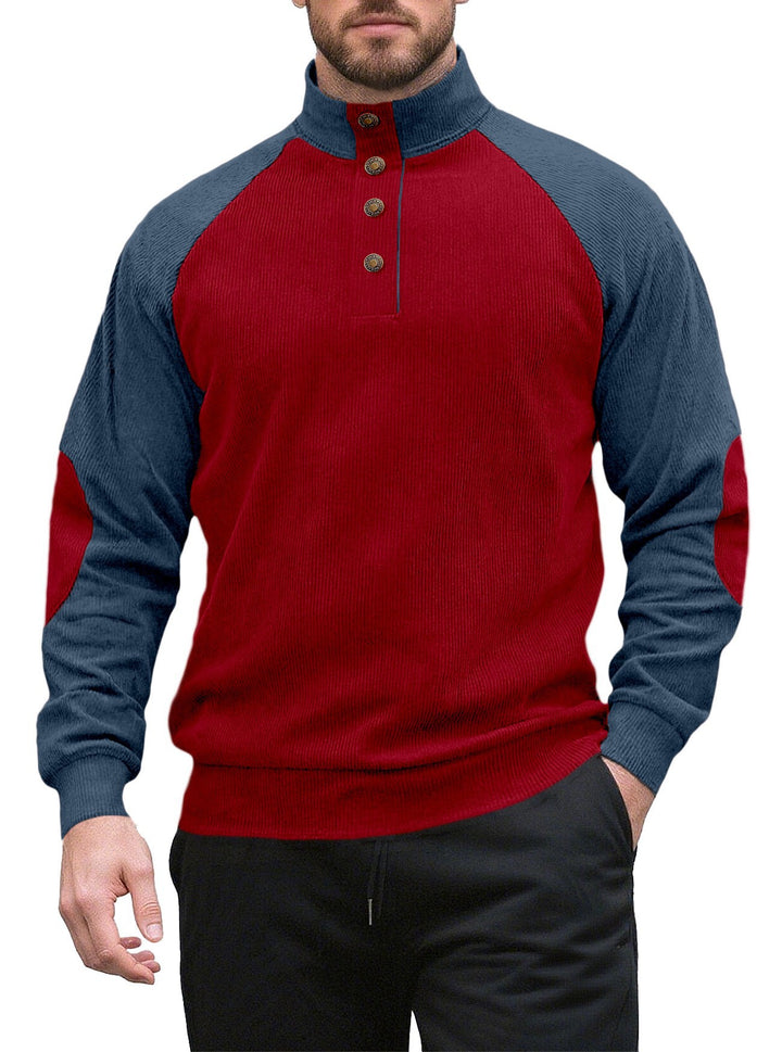 Herren Strickpullover mit modernem Stehkragen und Knopfleiste Aliams