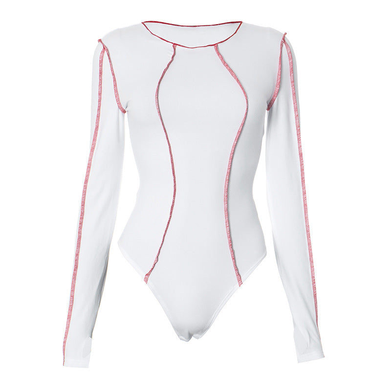Damen Eleganter langärmeliger Bodysuit mit sportlichen Kontrasten Aliams