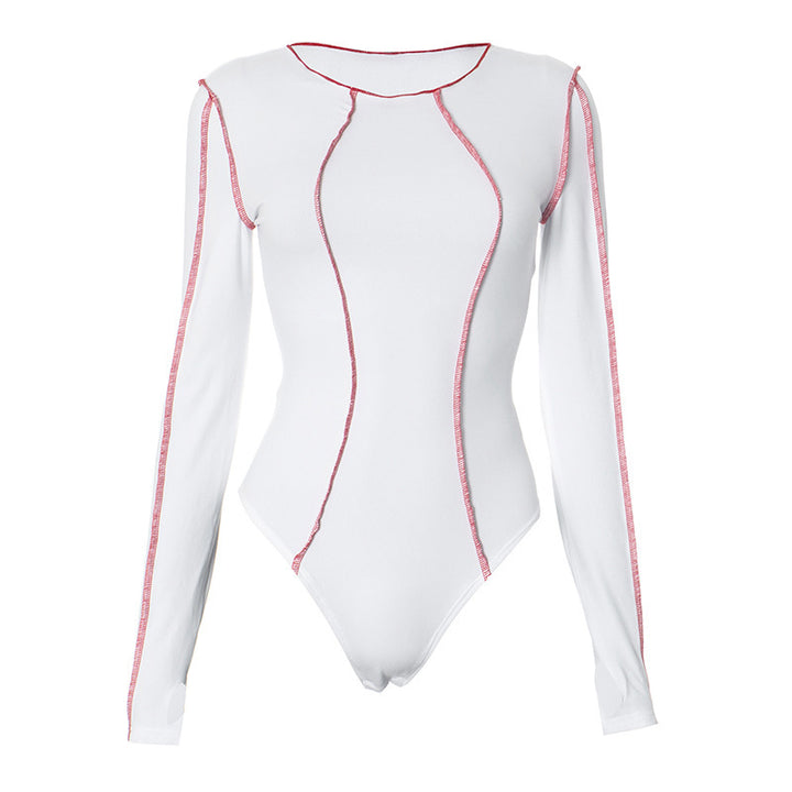 Damen Eleganter langärmeliger Bodysuit mit sportlichen Kontrasten Aliams