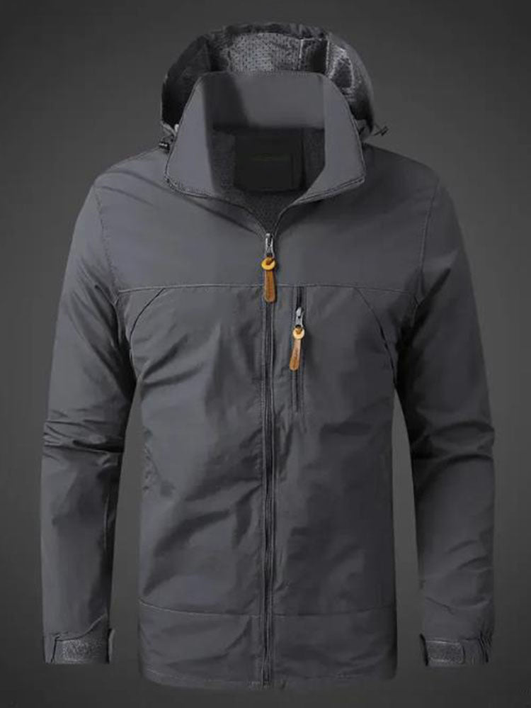 Herren Wetterfeste Funktionsjacke mit verstellbarer Kapuze Aliams