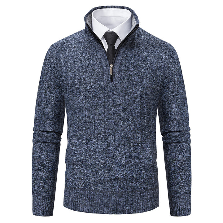 Herren Strickpullover mit hohem Kragen und Reißverschluss Aliams