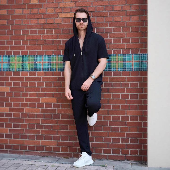 Herren Sportliches Kapuzen-Set mit atmungsaktivem Material und elastischem Bund Aliams