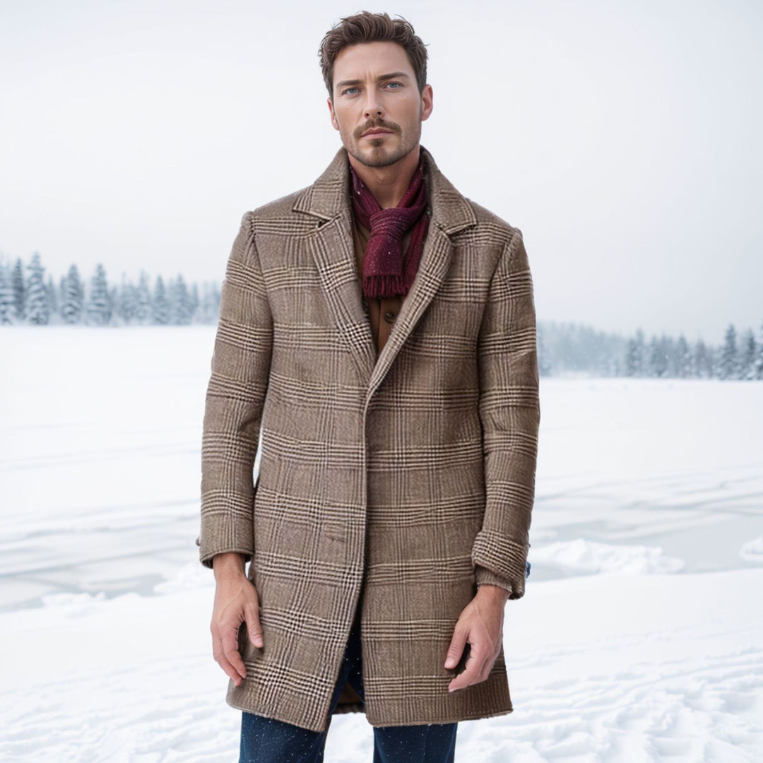 Herren eleganter Hahnentrittmuster-Mantel mit isolierter Fütterung Aliams