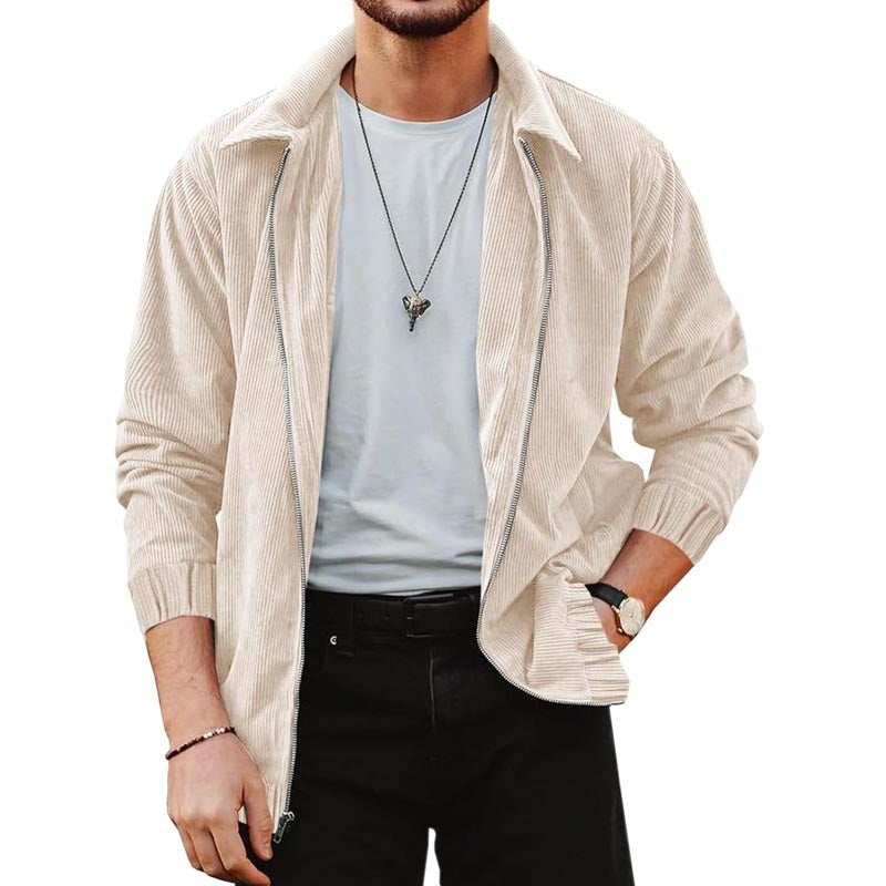 Herren bequeme Cordjacke mit durchgehender Reißverschlussfunktion Aliams